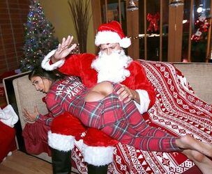 Santa slapped Apatow latina and romped in her fur covered