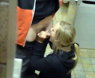 Rapid plow act with school damsel in a public rest room
