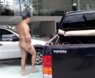 Portuguese boy ambling nude in public street