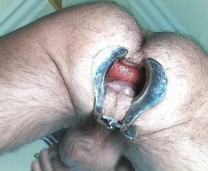Ass-plug cranked so enormous it spreads my ass hole to